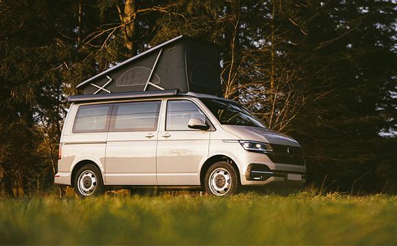 vw camper in field