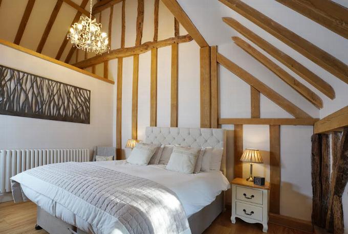 Double bed in Listed building loft eves.