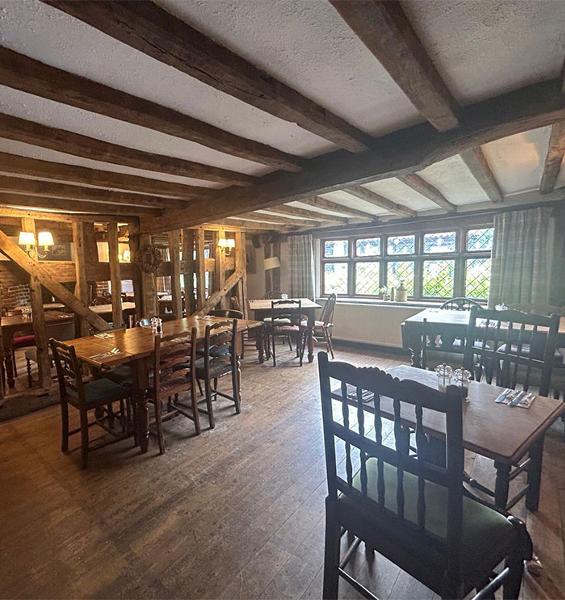 inside the red cow pub, dining area